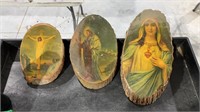 Wooden Jesus and Mary Wall Decorations