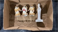 Vintage Dog Ceramics and Religious Statue