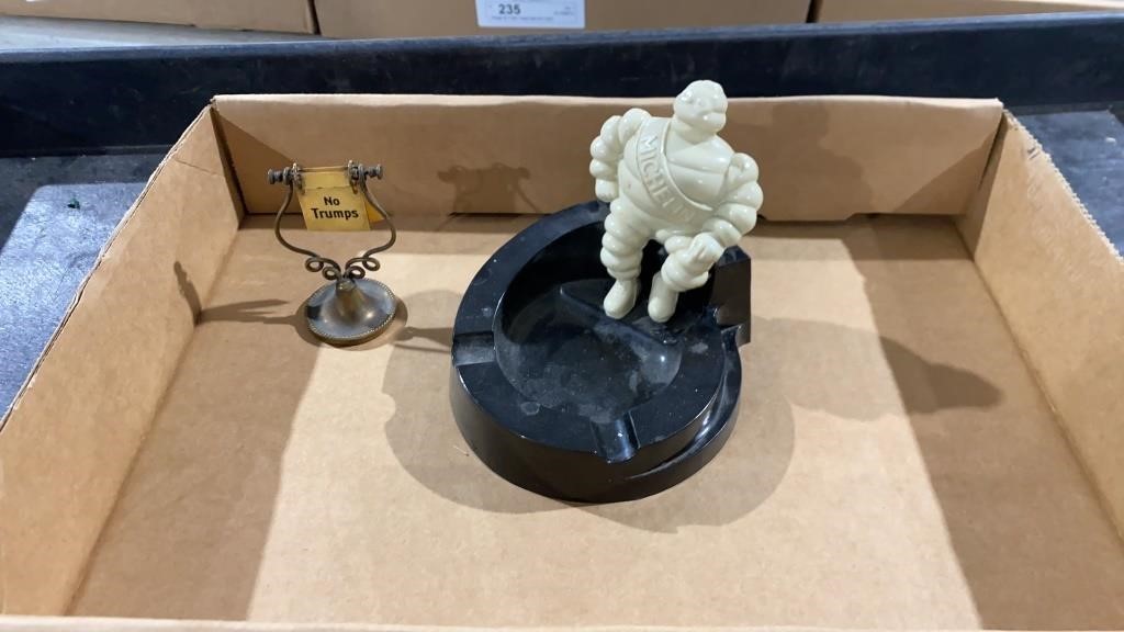 Vintage Michelin Man Ashtray and No Trumps Poker