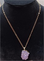 Electroplated Gold Amethyst Cluster Necklace