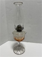 Vintage Oil Lamp & Chimney - Uranium Glass