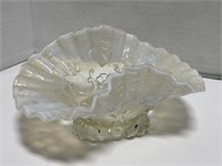 Opalescent Ruffle Edge Dish - Uranium Glass