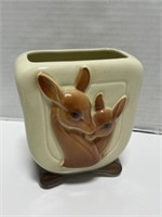 Deer and Fawn Ceramic Vase - Note Crazing