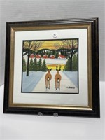 Framed Maude Lewis “ Two Deer at Sunset “