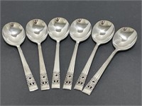 6 Silver Plate " Coronation “ Soup Spoons