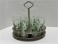 Lily of the Valley Drinking Glass Set with Caddy