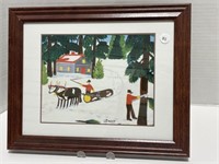 Framed Maude Lewis “ The Log Cutters “ Decorative