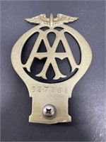 Automobile Association Brass Car Badge