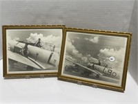 2 Framed Vintage Aircraft & Pilot Photographs,