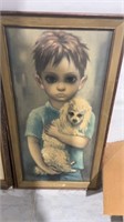 Vintage Boy With Dog Framed Photo