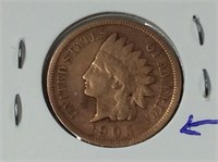 U.S.A. - 1905 Indian Head 1-cent Date Shift