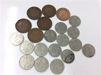 Assorted 5 Cent Geo. V 5 Cent & Lg Cents