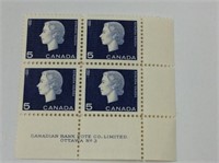 block (4) 5 Cent Stamps