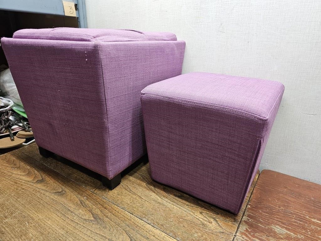 Purple Canvas Styled STORAGE Container +FOOT Stool