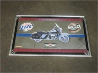 ~ Miller Beer / Harley Mirror Bar Sign - 19x31"