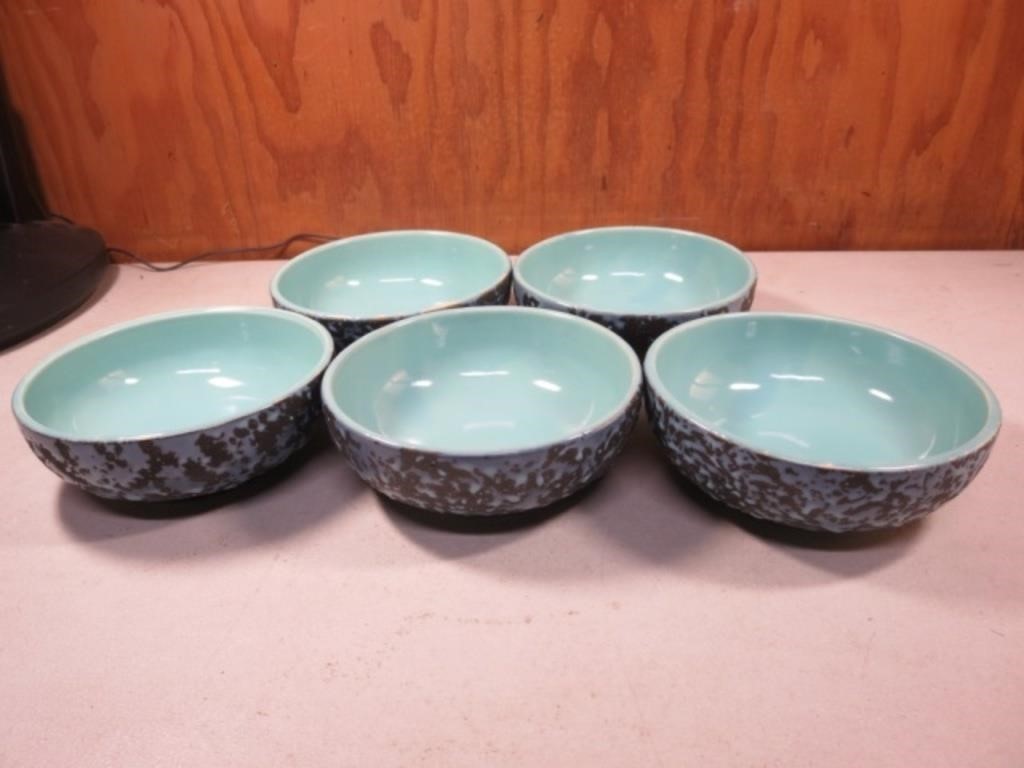 *Beautiful 5pc Set Of McCoy Blue Bowls Teal