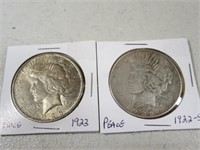 1922-S & 1923 Peace Dollars