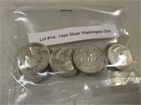 (14) Silver Washington Quarters