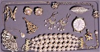 14 pcs Earrings Bracelet Pendants Rhinestones