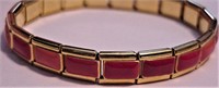 Enamel Bracelet Vtg Red Pink Stretch