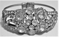 Rhinestone Filled Clamper Hinged Bracelt