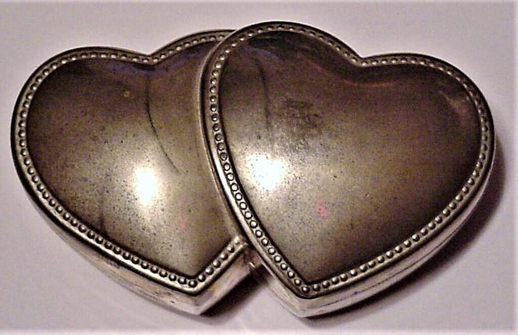 Silverplate Double Heart Jewel Case Box