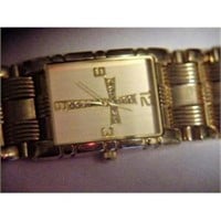 Unisex Watch w/Cross & Rhinestones