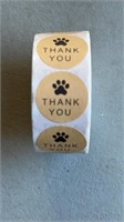 Roll 500 Thank You Paw Stickers