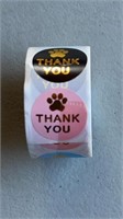 Roll 500 Thank you Stickers Paw Print