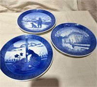 3 Blue & White Royal Copenhagen Plates