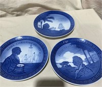 3 Blue & White Royal Copenhagen Plates