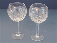 2PC LARGE WATERFORD GOBLETS STAR BURST PATTERN