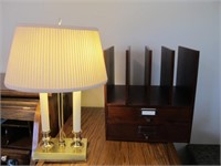 OFFICE LAMP AND WOOD ORGANIZER