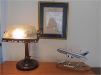 LAMP, VTG. PLANES, STAINED GLASS, PLANE, PICTURE