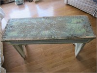 PRIMITIVE HANDPAINTED SIGNED BENCH 35" X 20" X 12"