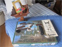 LOT WITH 1000 PIECE PUZZLE AND KNIVES, AND MISC.