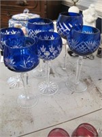 6 PIECE MISC CUT/CLEAR GOBLETS, TALLEST IS 9.5"