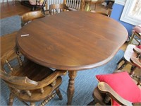 KITCHEN TABLE W/ 6 BARREL BACK CHAIRS