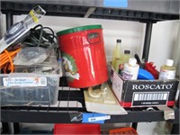 SHELF LOT CORDS, OIL, HOOKS, & MORE