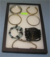 Collection of vintage costume jewelry bracelets