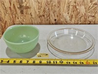 Fire King Ovenware Bowl & Pyrex Glass Dish