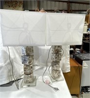 2 Matching Lamps, Shell Mother of Pearl Accents