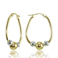 Sterling Silver Bead Hoop Earrings