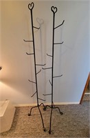 (2) WROUGHT IRON BASKET TREE / PLANT STAND