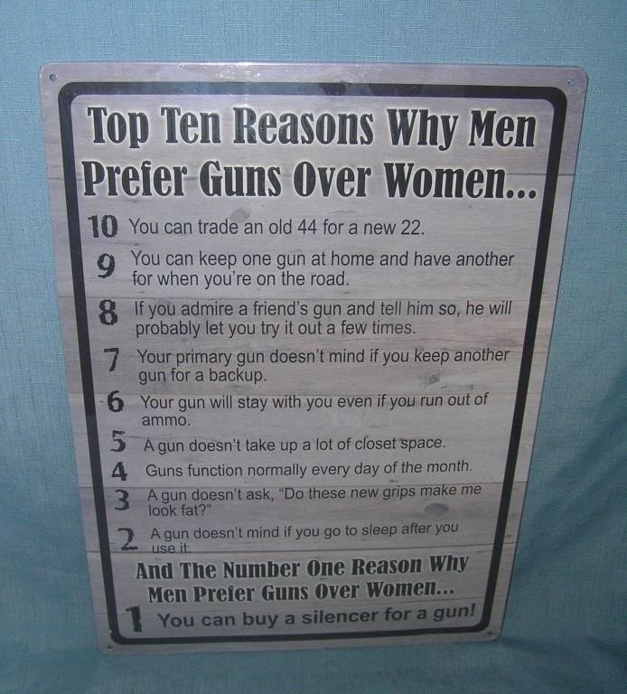 The top 10 reasons why men prefer guns over women