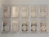 10 - 1ozt Silver .999 Apmex Bars