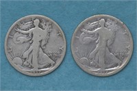 1917-D and S Walking Liberty Half Dollars
