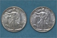 1942 and 1941 Walking Liberty Half Dollars