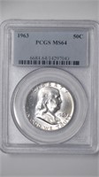 2 - Franklin Half Dollars PCGS MS63 and MS64