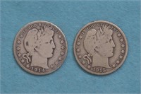 2 - Barber Half Dollars 1915-D / 1914-S